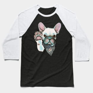 High Five French Bulldog White Baseball T-Shirt